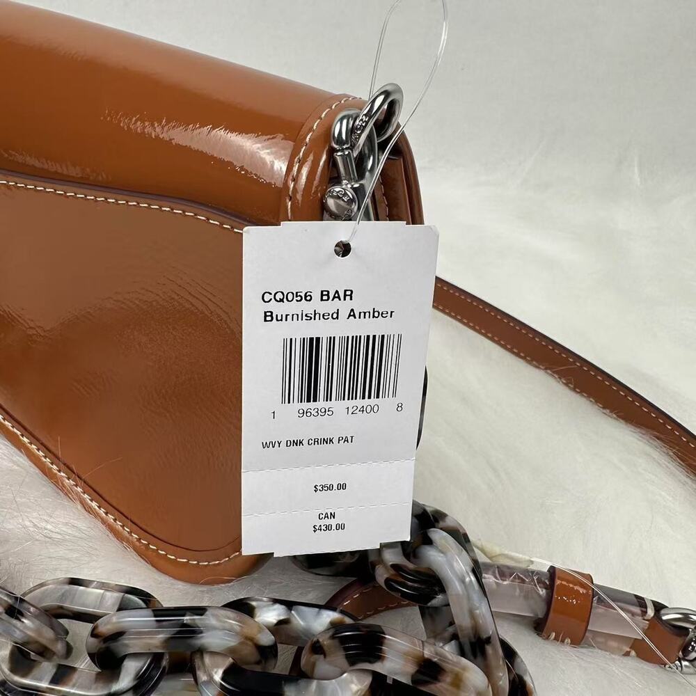 COACH Mini Wavy Dinky Bag In Crinkle Patent Coachtopia Leather Crossbody Amber - Picture 6 of 12